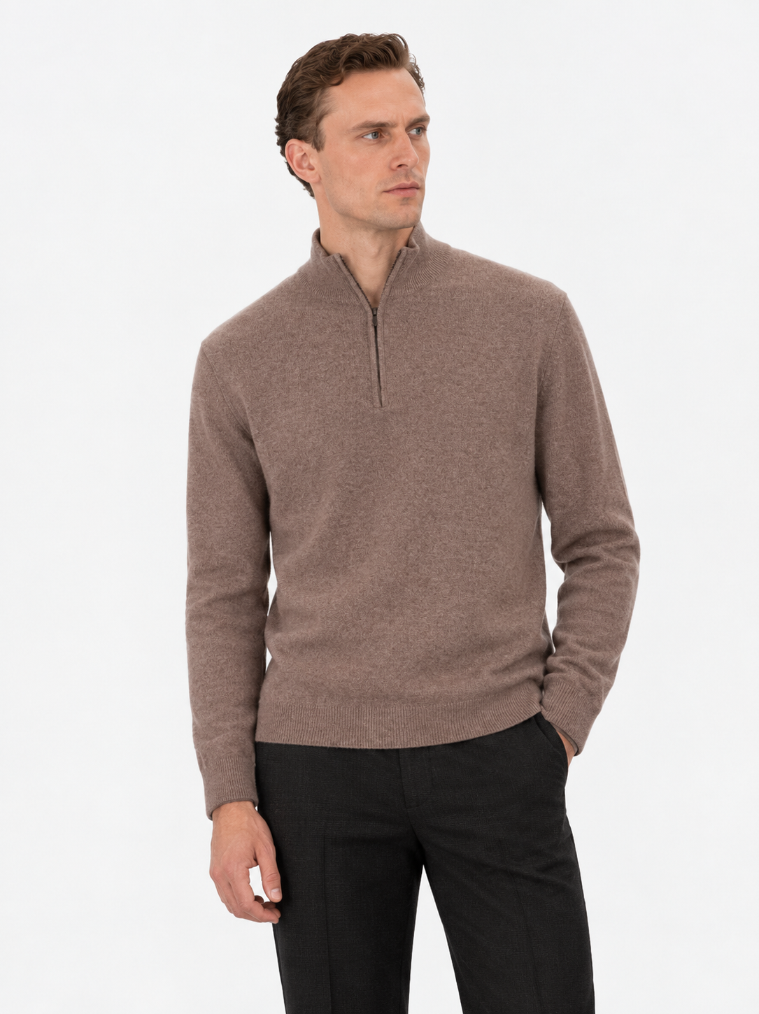 DISTRETTO 12 - CASHMERE-BLEND QUARTER ZIP CARDIGAN MICHELANGELO