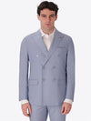 A man wearing Distretto 12 Double breasted Jacket Alabastro in sky blue