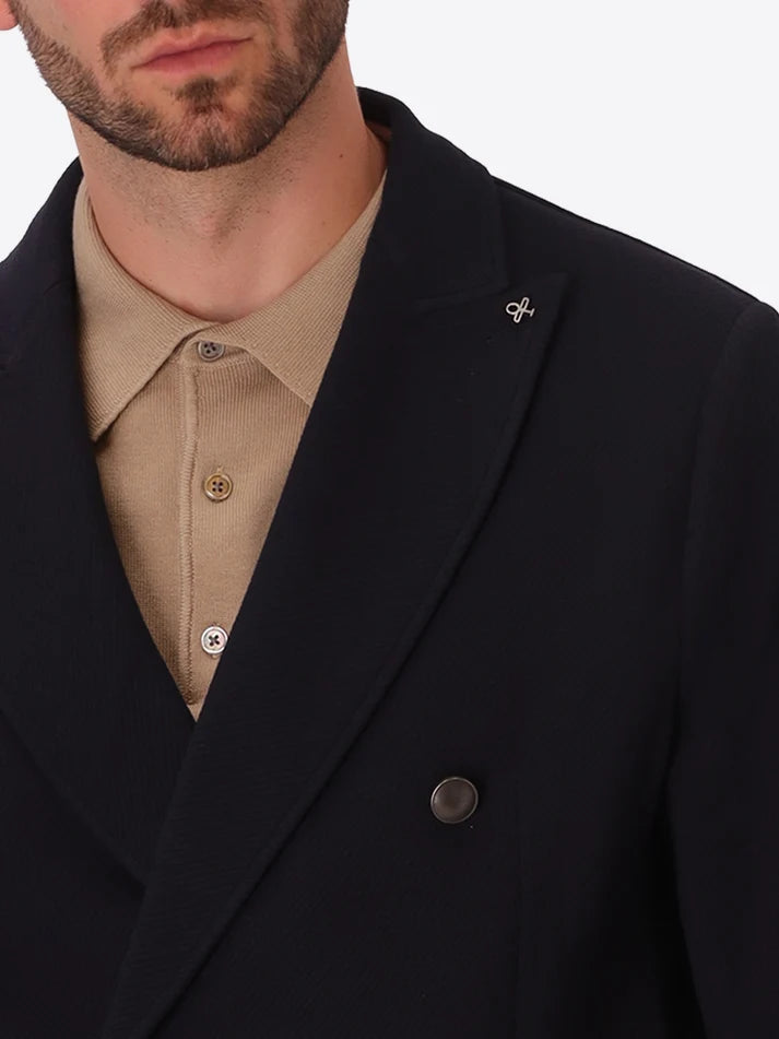 DISTRETTO 12 – DIAGONAL-WEAVE JERSEY DOUBLE-BREASTED JACKET TIEPOLO