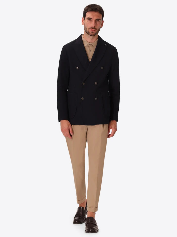 DISTRETTO 12 – DIAGONAL-WEAVE JERSEY DOUBLE-BREASTED JACKET TIEPOLO