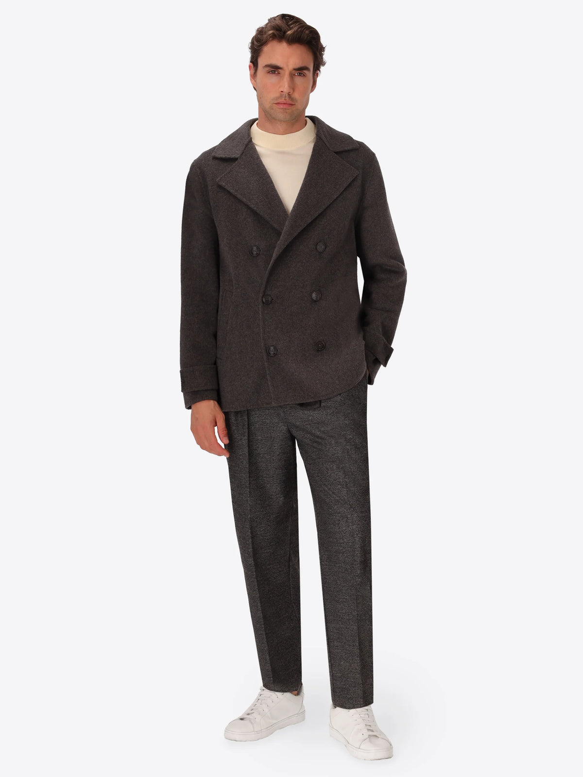 DISTRETTO 12 - WOOL BLEND PEACOAT ESSEX