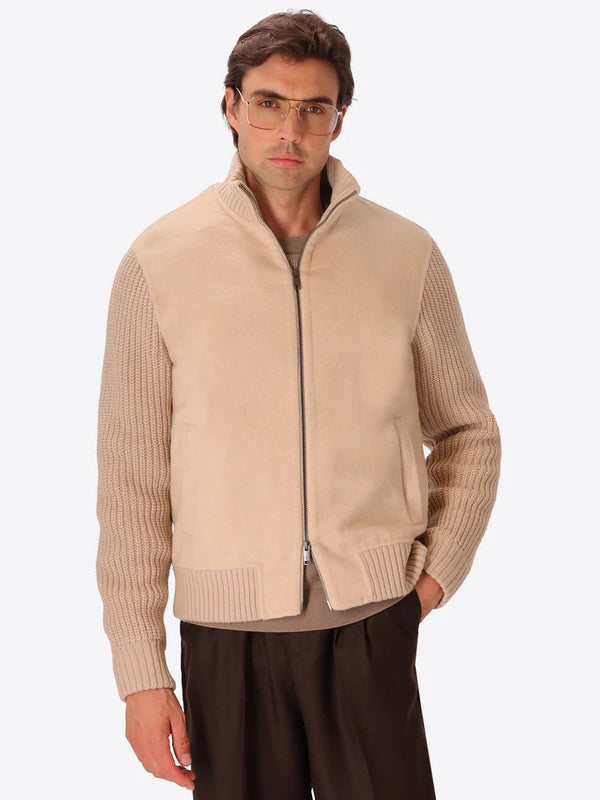 DISTRETTO 12 – WOOL BLEND BOMBER ESSEX WITH KNIT SLEEVES