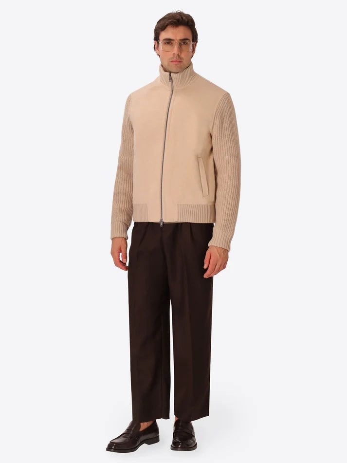 DISTRETTO 12 – WOOL BLEND BOMBER ESSEX WITH KNIT SLEEVES