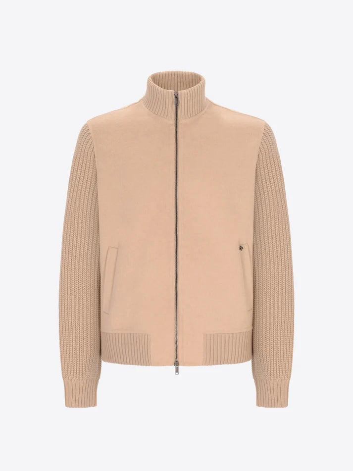 DISTRETTO 12 – WOOL BLEND BOMBER ESSEX WITH KNIT SLEEVES
