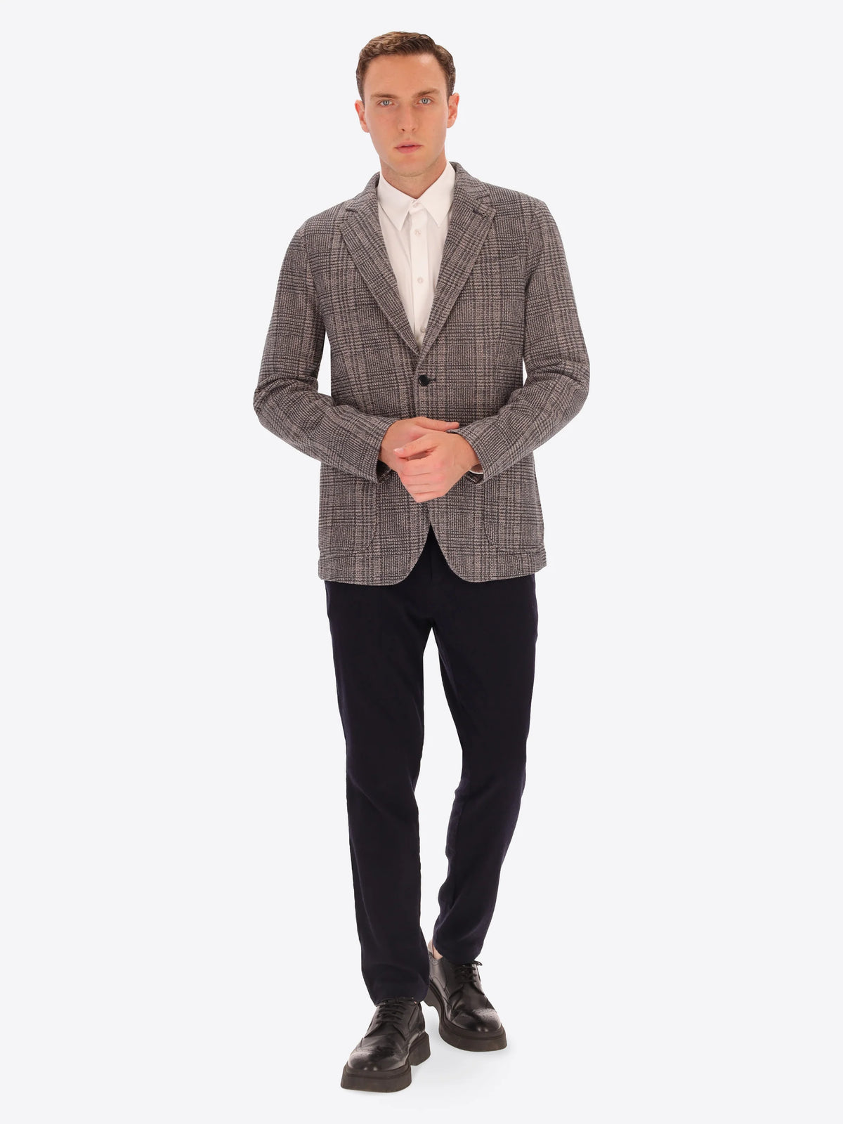 DISTRETTO 12 – PRINCE OF WALES PATTERN KNIT JACKET BELTON