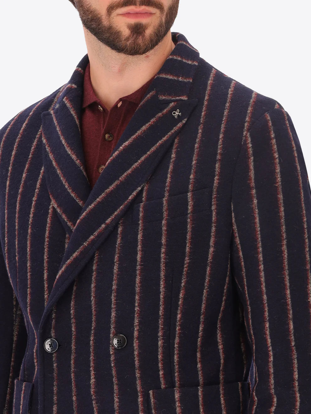DISTRETTO 12 – DOUBLE-BREASTED WOOL BLEND JACKET WITH DOUBLE STRIPE BANGOR