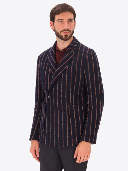 DISTRETTO 12 – DOUBLE-BREASTED WOOL BLEND JACKET WITH DOUBLE STRIPE BANGOR