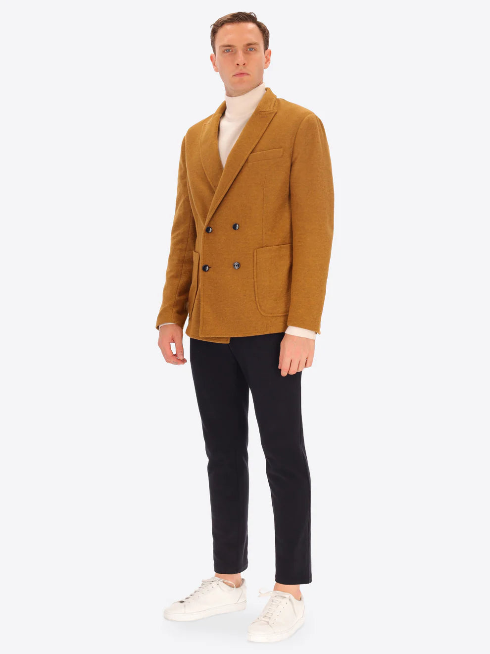 DISTRETTO 12 – SOLID AND MELANGE WOOL BLEND DOUBLE BRESTED JACKET ISAIA