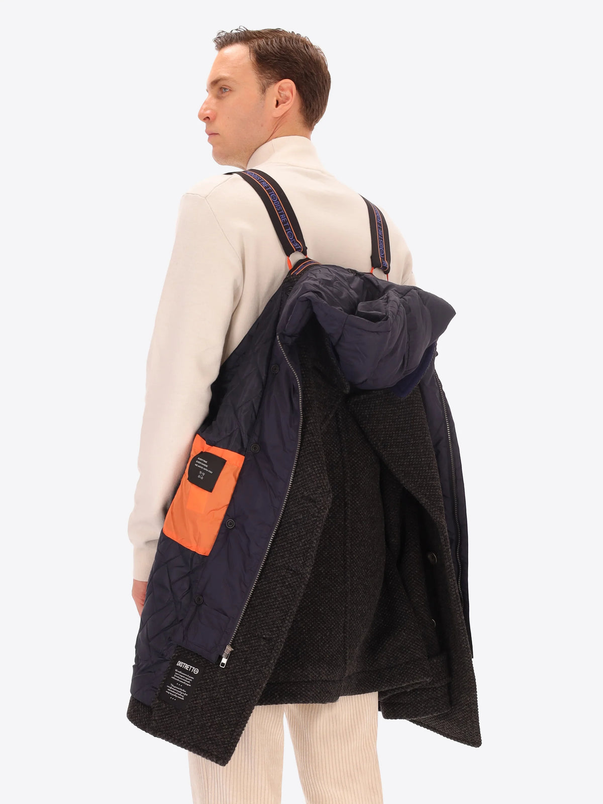 DISTRETTO 12 - WOOL BLEND PEACOAT BLASIUS WITH DETACHABLE BIB