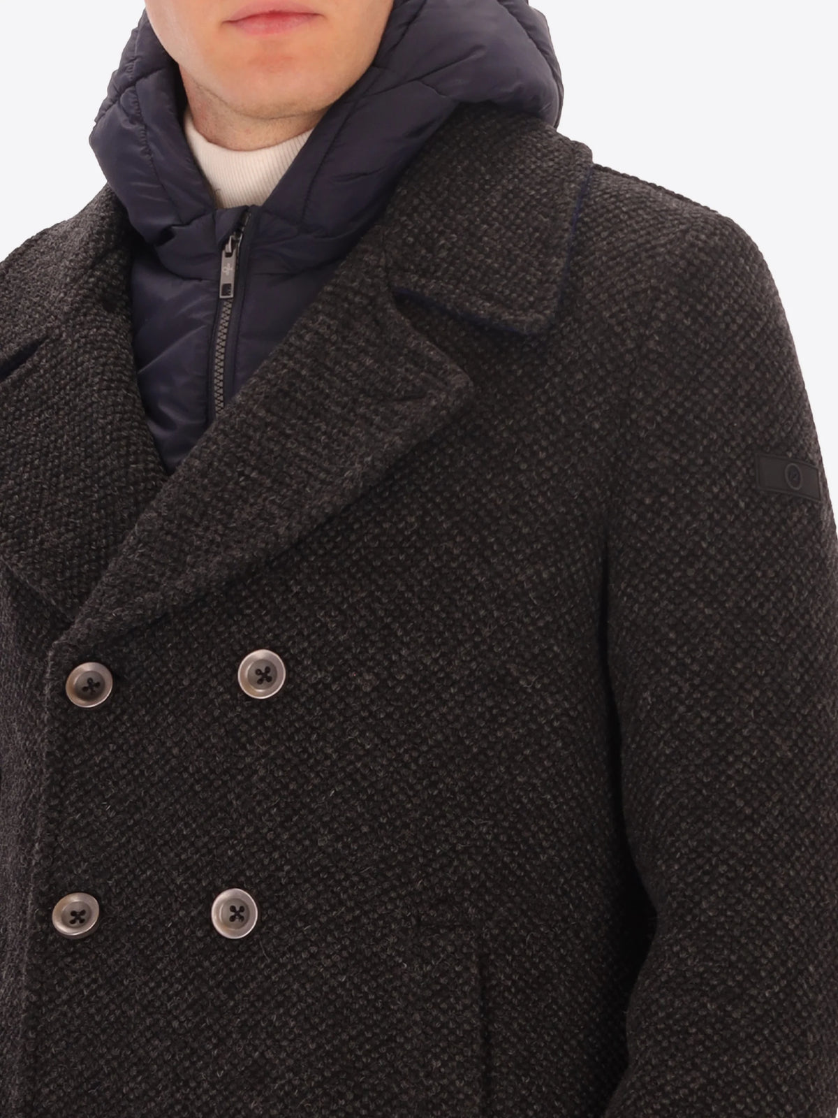DISTRETTO 12 - WOOL BLEND PEACOAT BLASIUS WITH DETACHABLE BIB