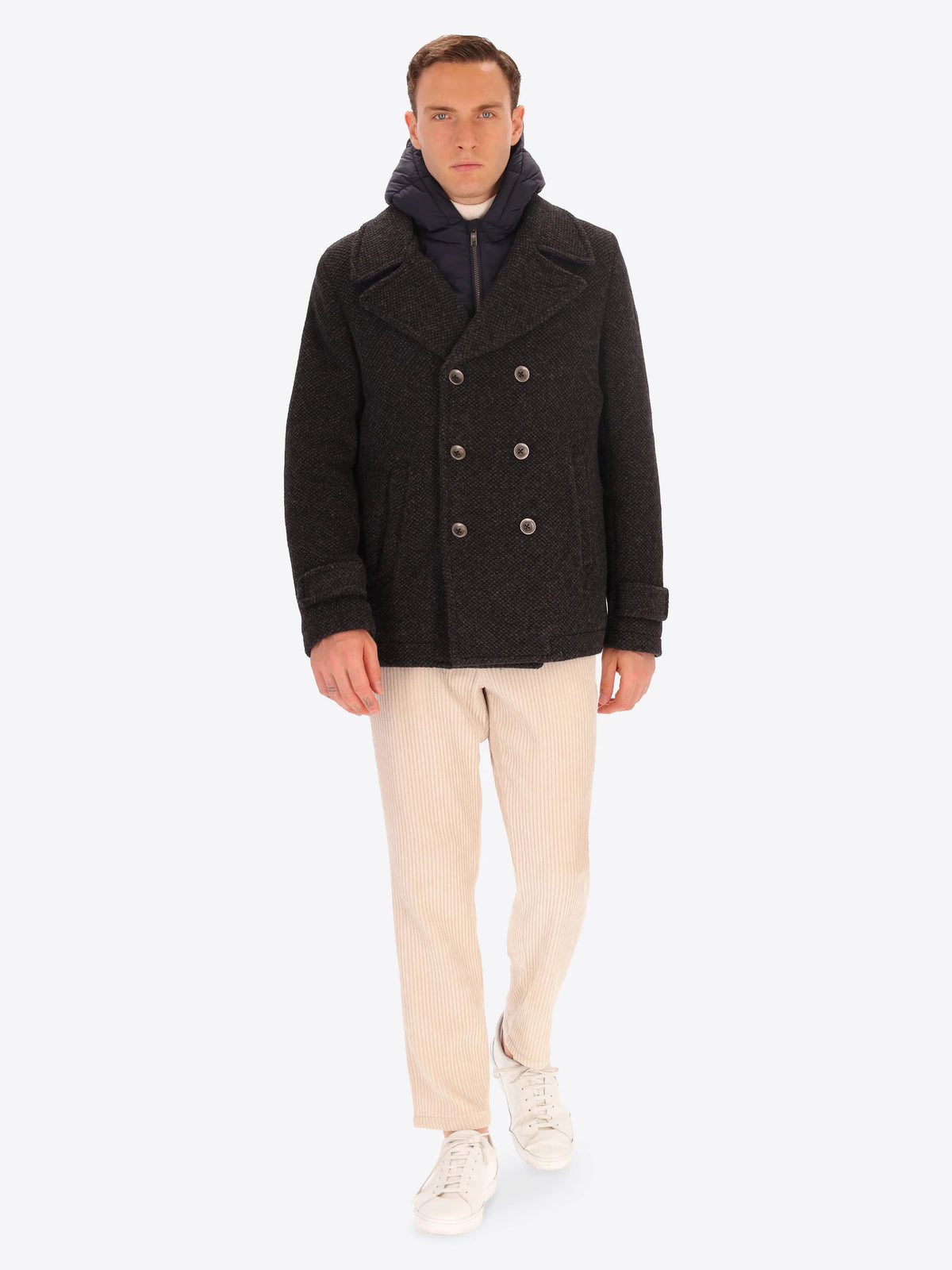 DISTRETTO 12 - WOOL BLEND PEACOAT BLASIUS WITH DETACHABLE BIB