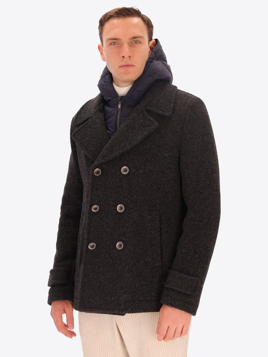 DISTRETTO 12 - WOOL BLEND PEACOAT BLASIUS WITH DETACHABLE BIB