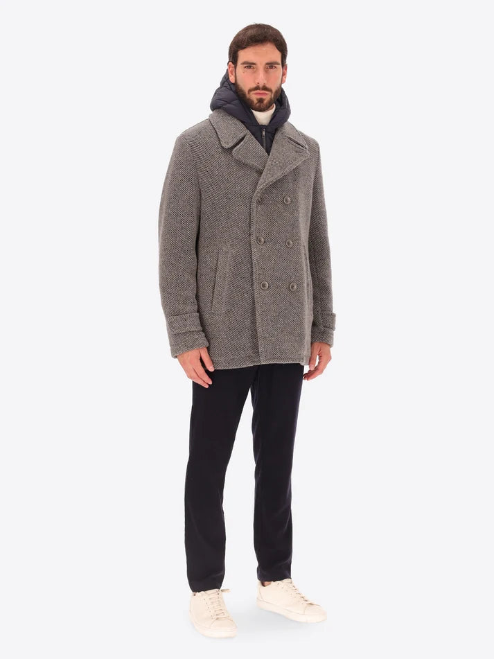 DISTRETTO 12 - WOOL BLEND PEACOAT BLASIUS WITH DETACHABLE BIB