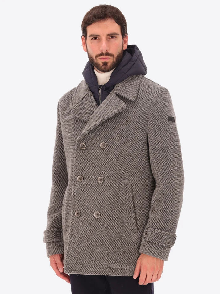 DISTRETTO 12 - WOOL BLEND PEACOAT BLASIUS WITH DETACHABLE BIB