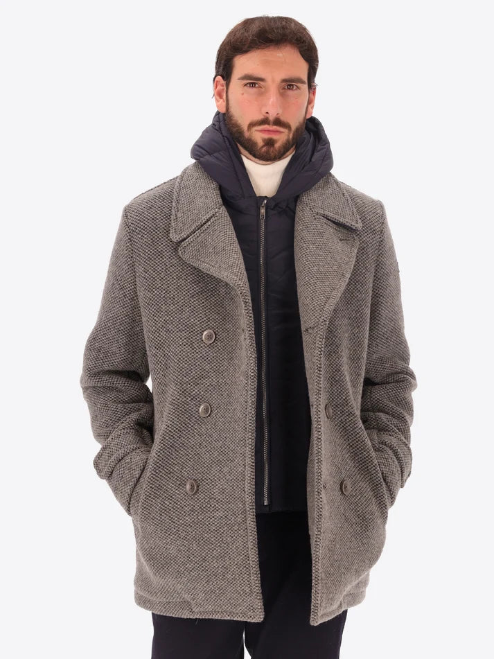 DISTRETTO 12 - WOOL BLEND PEACOAT BLASIUS WITH DETACHABLE BIB
