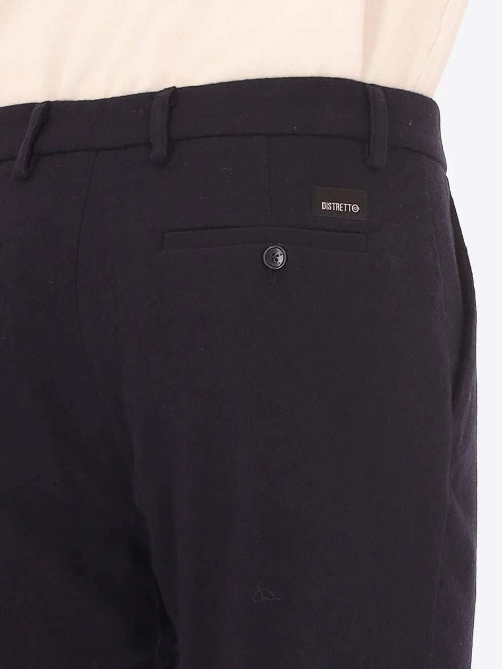 Navy Wool Blend Distretto12 trousers on a male model
