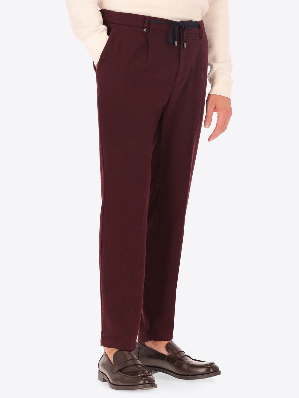 Maroon Wool Blend Distretto12 trousers on a male model