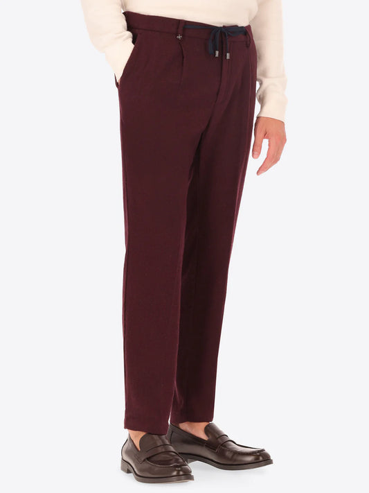 Maroon Wool Blend Distretto12 trousers on a male model
