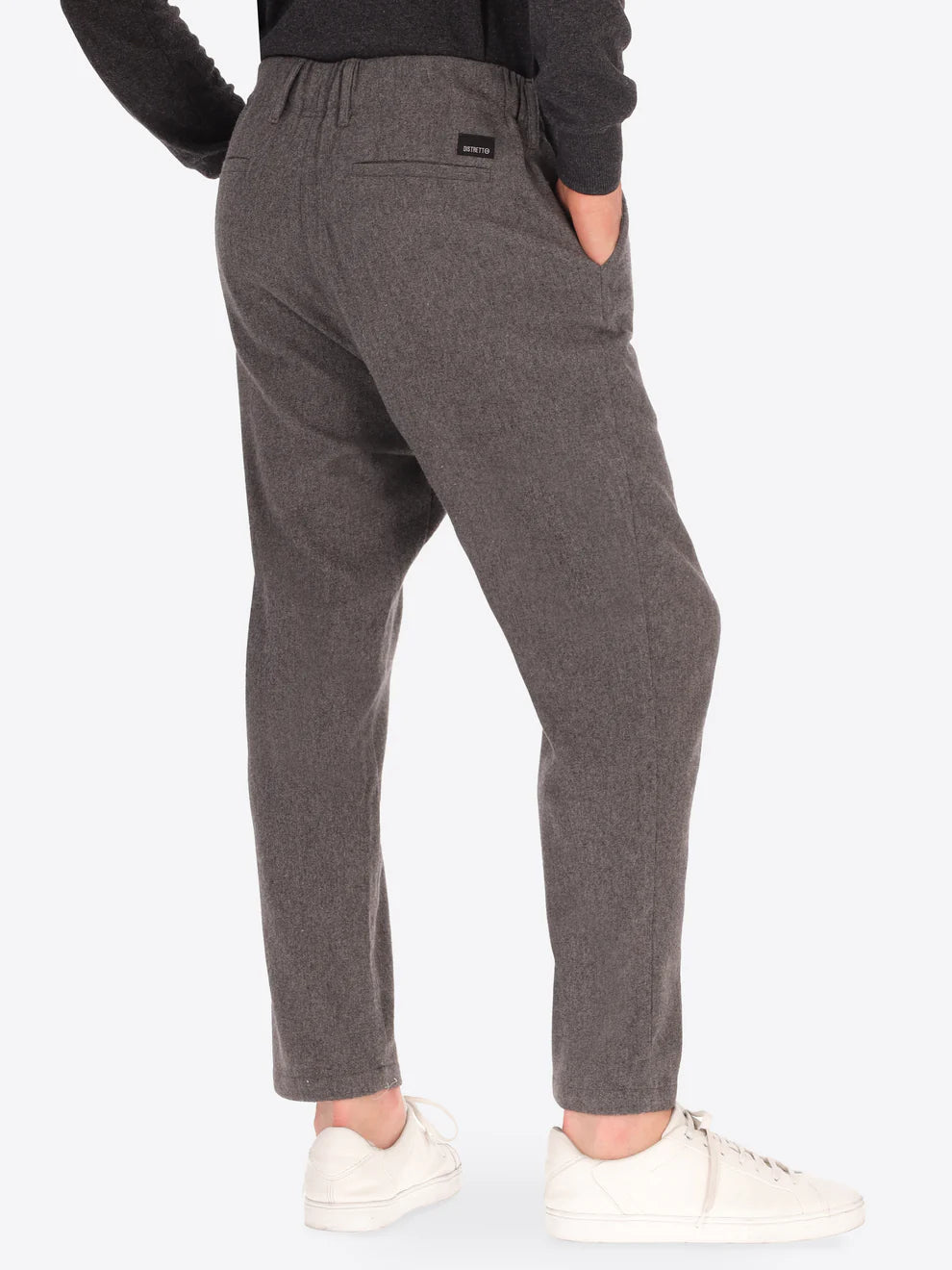 From behind - Grey Wool Blend Distretto12 trousers on a male model