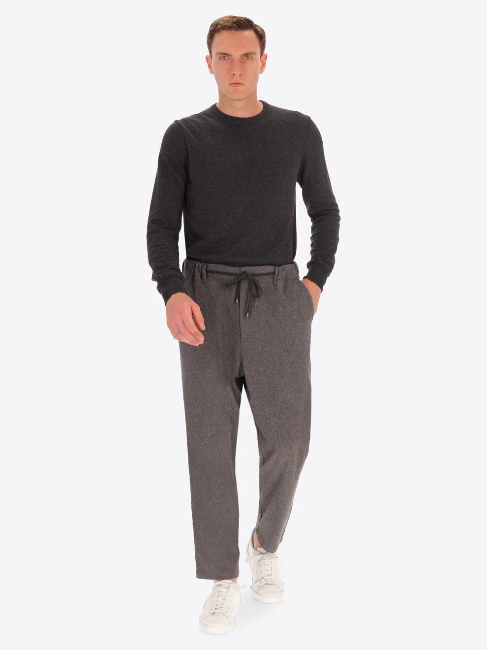Grey Wool Blend Distretto12 trousers on a male model