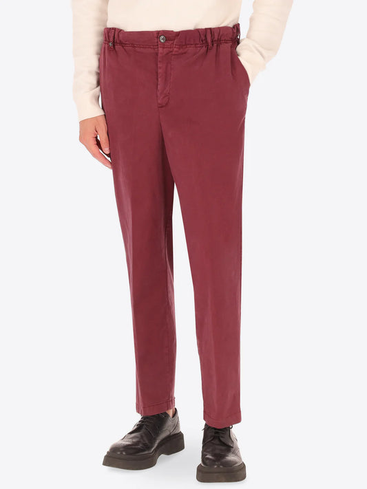 Maroon Cotton Blend Distretto12 trousers on a male model