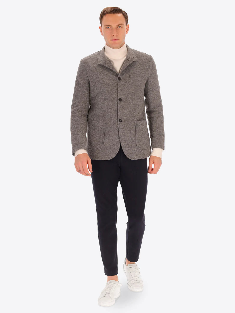 DISTRETTO 12 – SOLID AND MELANGE WOOL BLEND COREANA JACKET ISAIA