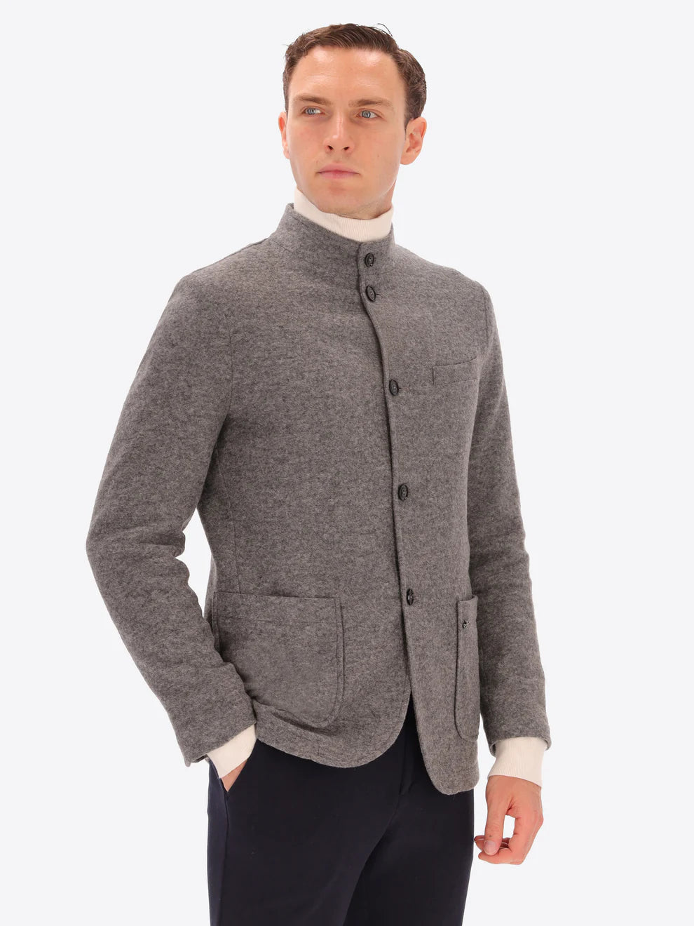 DISTRETTO 12 – SOLID AND MELANGE WOOL BLEND COREANA JACKET ISAIA