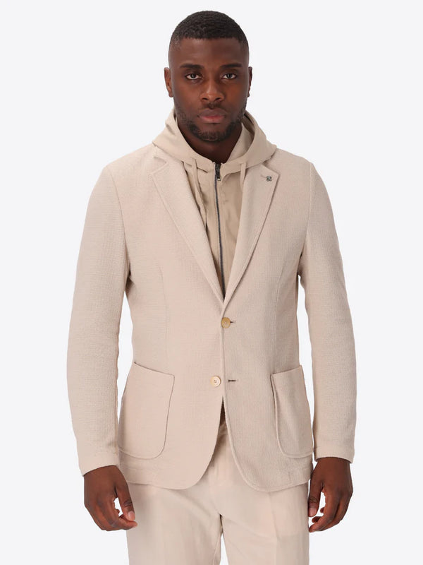 A picture of a model wearing Distretto 12 Jacket Rufino with hood
