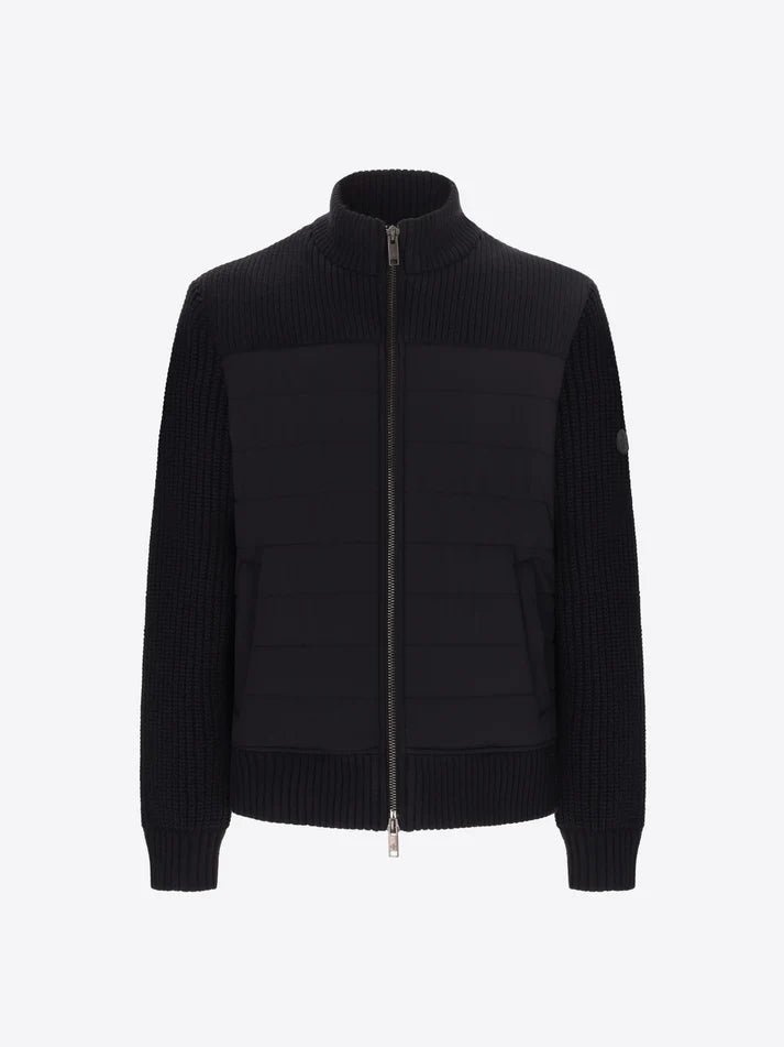 DISTRETTO 12 – QUILTED TECHNICAL HIGH NECK BOMBER MONDRIAN WITH KNITTED SLEEVES