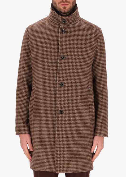 DISTRETTO 12 – HOUNDSTOOTH WOOL PADDED COAT GIANDUIA