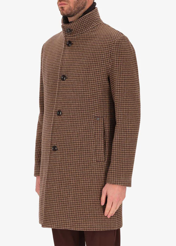 DISTRETTO 12 – HOUNDSTOOTH WOOL PADDED COAT GIANDUIA