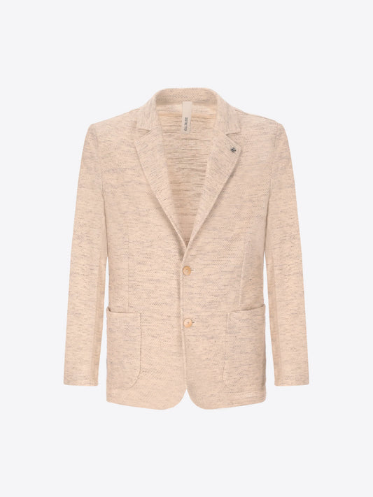 Distretto 12 Jacket Cedro, knitted in travertine colour.