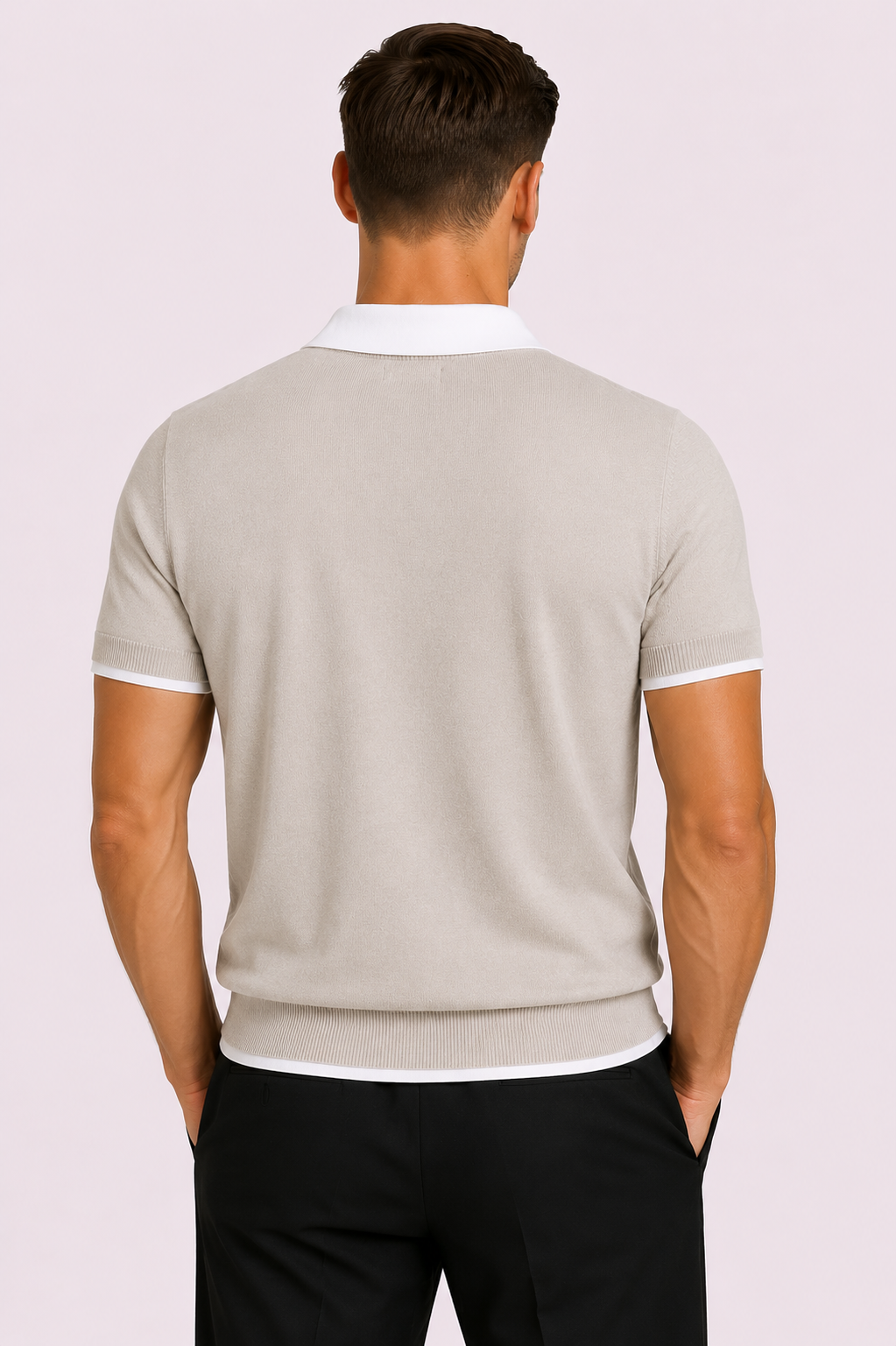 RPL - COTTON SHORTSLEEVE CREWNECK WITH FAUX COLLARS