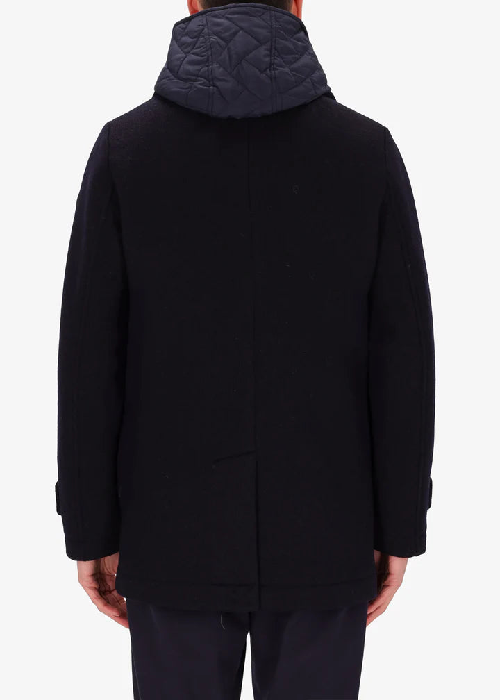 DISTRETTO 12 – MICRO RIBBED COTTON STRETCH PEACOAT VALENTINO WITH PADDED HOOD