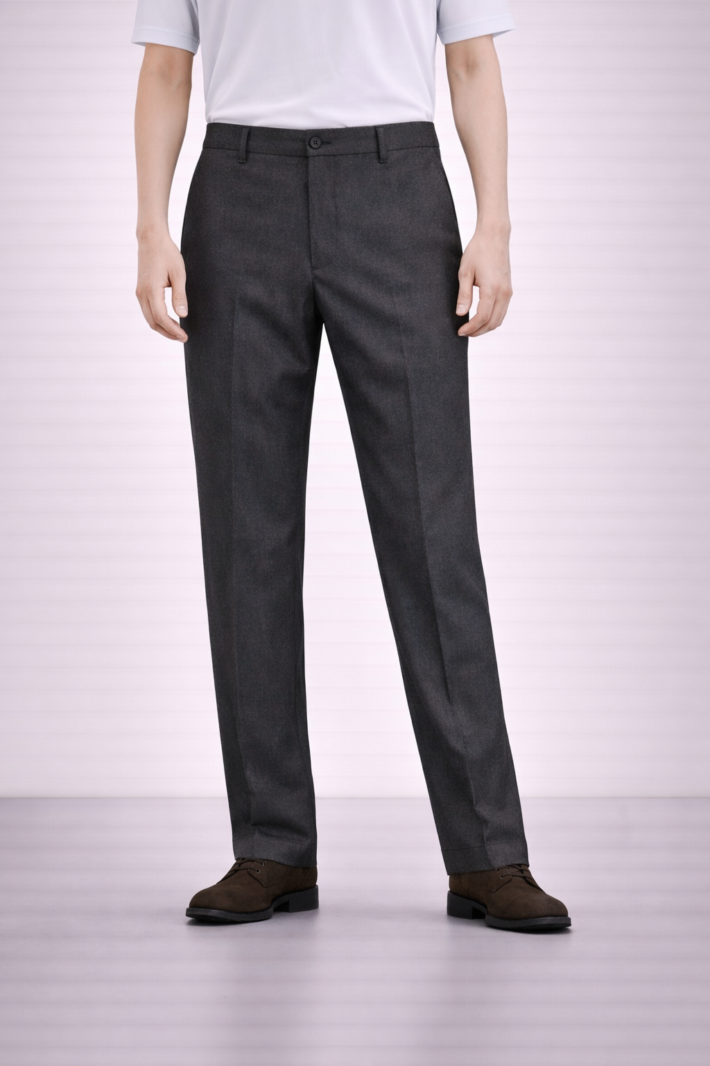 An image of a model wearing Germano 1952 charcoal trousers.
