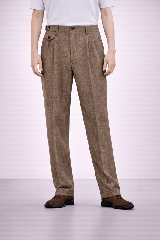 GERMANO 1952 - TOBACCO GURKHA WOOL TROUSERS