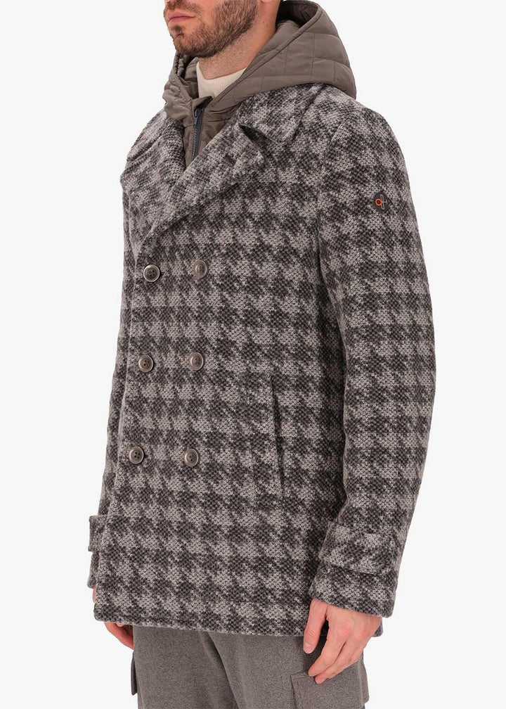 DISTRETTO 12 – PEACOAT LINGOTTO IN HOUNDSTOOTH JACQUARD WOOL