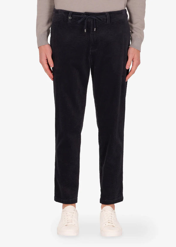 Distretto12 Langa trousers in blue with corduroy velvet effect.