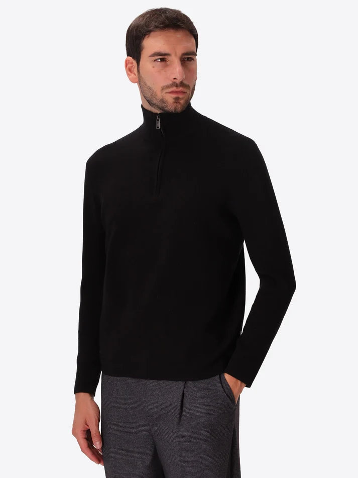 DISTRETTO 12 - VISCOSE-BLEND TURTLE NECK HALF ZIP AYRES