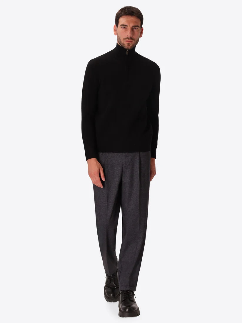 DISTRETTO 12 - VISCOSE-BLEND TURTLE NECK HALF ZIP AYRES