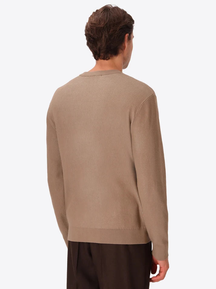 DISTRETTO 12 - VISCOSE-BLEND CREWNECK WITH TWO-TONE RIBS