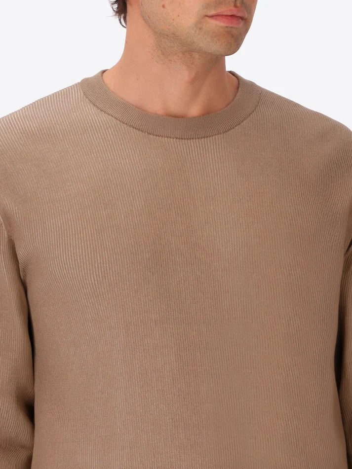 DISTRETTO 12 - VISCOSE-BLEND CREWNECK WITH TWO-TONE RIBS
