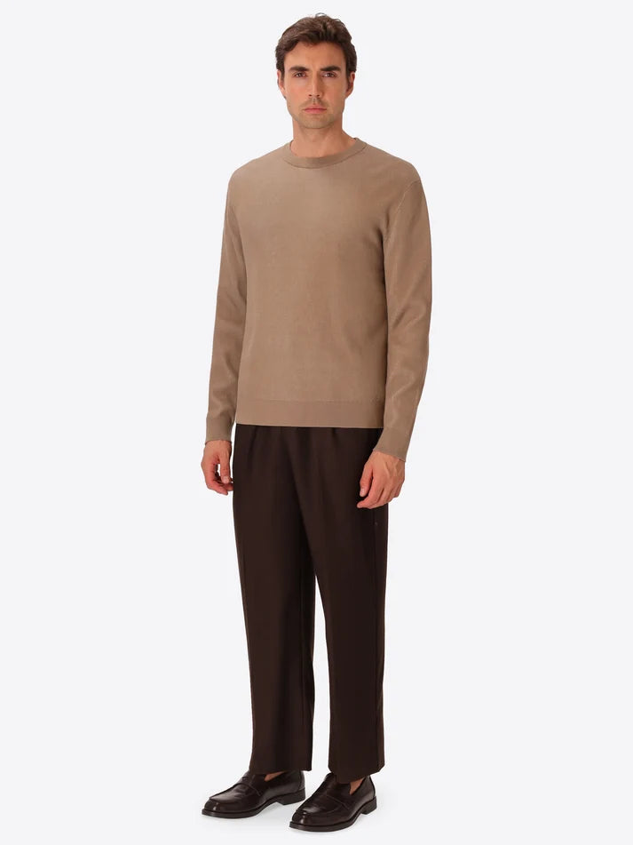DISTRETTO 12 - VISCOSE-BLEND CREWNECK WITH TWO-TONE RIBS