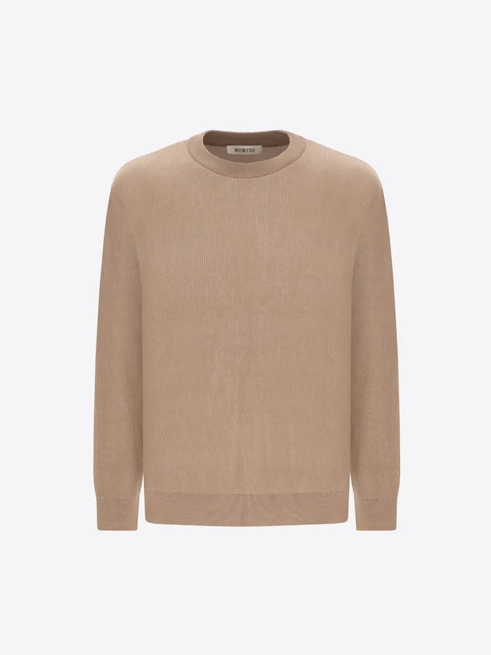 DISTRETTO 12 - VISCOSE-BLEND CREWNECK WITH TWO-TONE RIBS