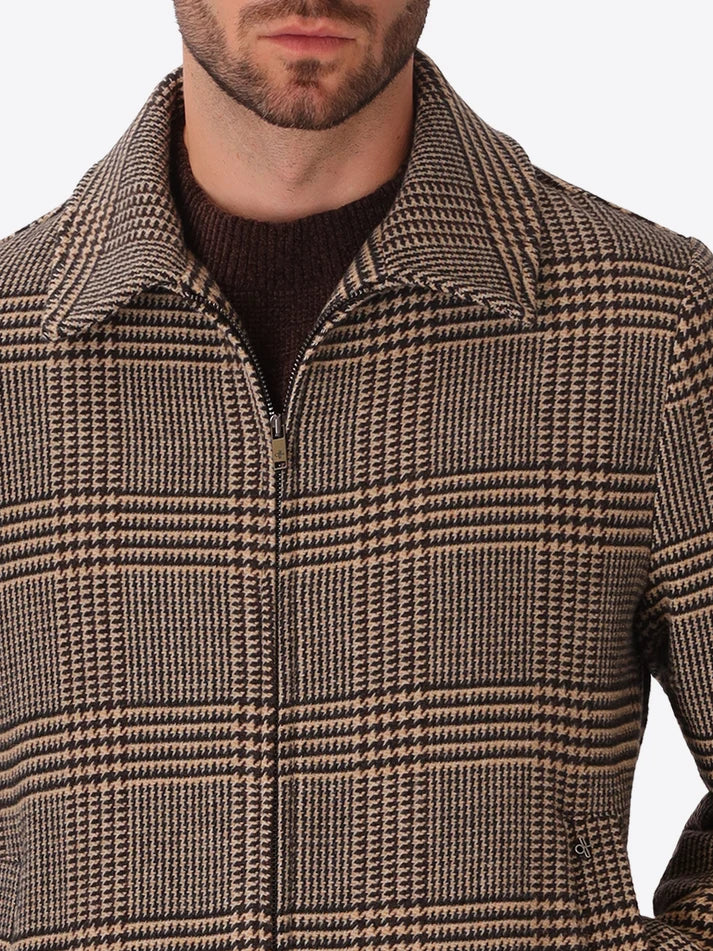 DISTRETTO 12 – TARTAN WOOL-BLEND AVIATOR JACKET TIBERIO