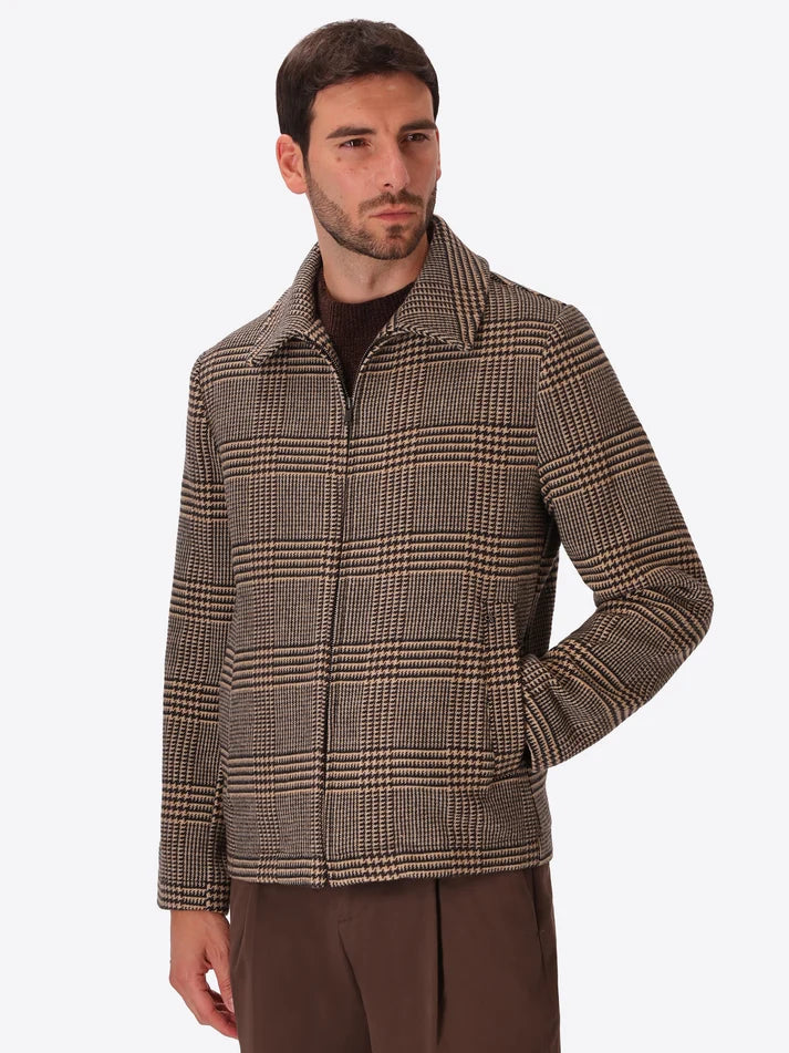 DISTRETTO 12 – TARTAN WOOL-BLEND AVIATOR JACKET TIBERIO