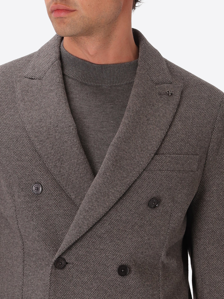 DISTRETTO 12 – DOUBLE BREASTED DOT TEXTURED WARM-TOUCH JACKET BESCAR