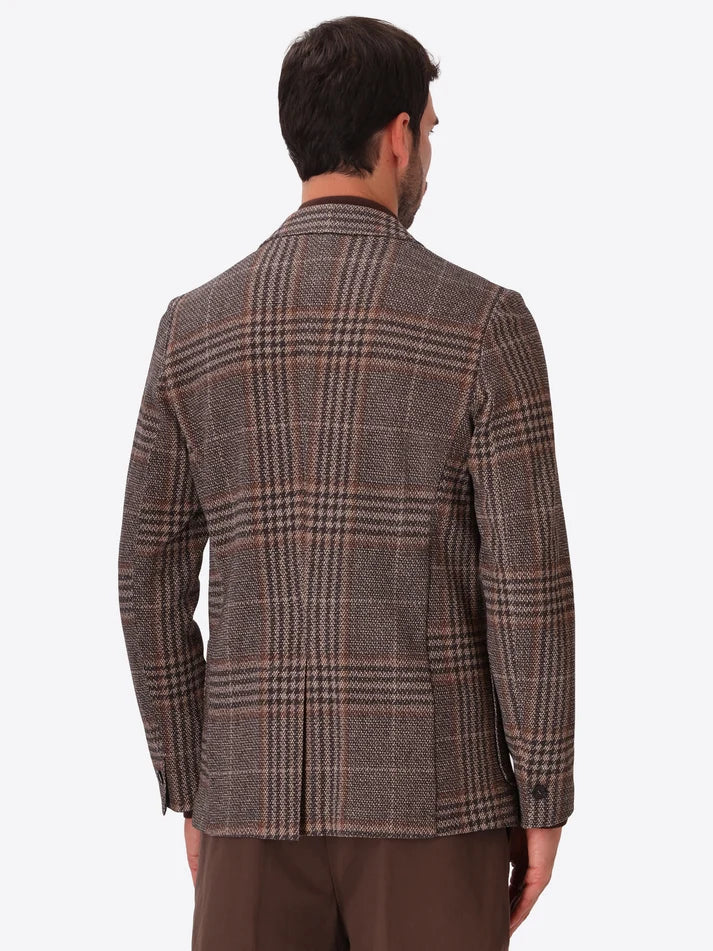 DISTRETTO 12 – TEXTURED PIN-DOT TARTAN-PRINT JACKET PICASSO