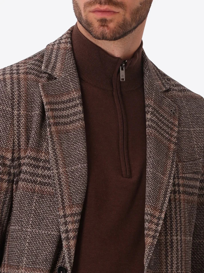 DISTRETTO 12 – TEXTURED PIN-DOT TARTAN-PRINT JACKET PICASSO