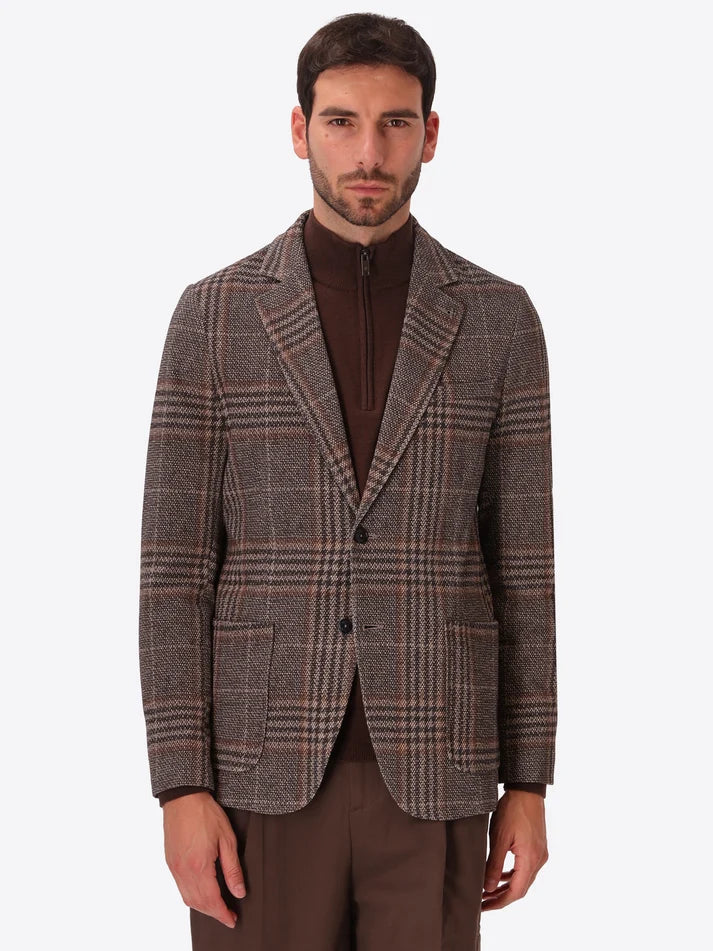 DISTRETTO 12 – TEXTURED PIN-DOT TARTAN-PRINT JACKET PICASSO